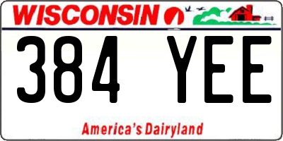 WI license plate 384YEE
