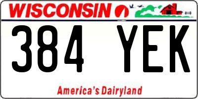 WI license plate 384YEK