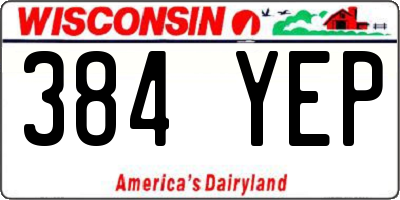 WI license plate 384YEP