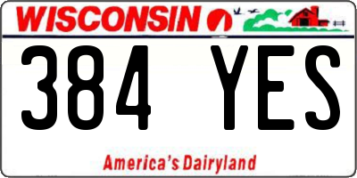 WI license plate 384YES