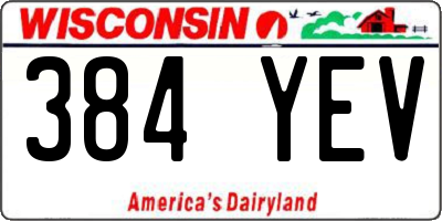 WI license plate 384YEV