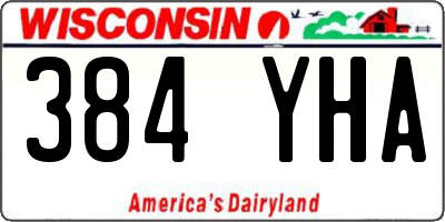 WI license plate 384YHA