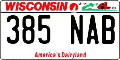 WI license plate 385NAB