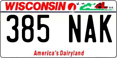 WI license plate 385NAK