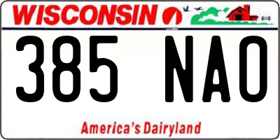 WI license plate 385NAO