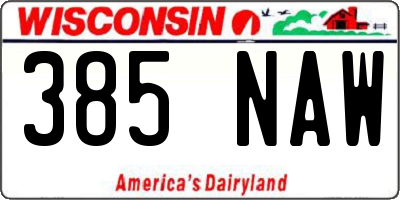 WI license plate 385NAW