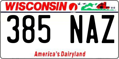 WI license plate 385NAZ