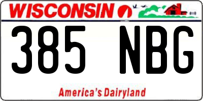 WI license plate 385NBG