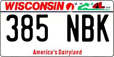 WI license plate 385NBK