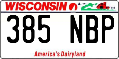 WI license plate 385NBP