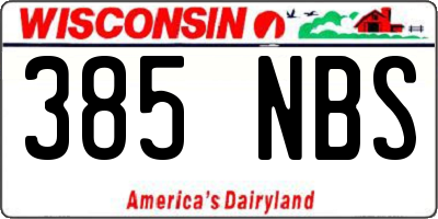 WI license plate 385NBS