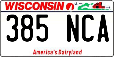 WI license plate 385NCA