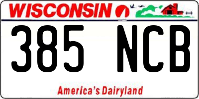 WI license plate 385NCB