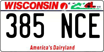 WI license plate 385NCE