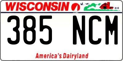 WI license plate 385NCM