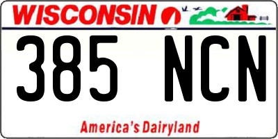WI license plate 385NCN