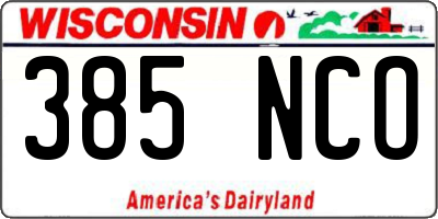 WI license plate 385NCO