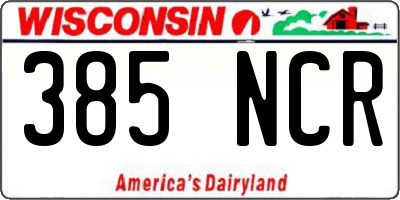 WI license plate 385NCR