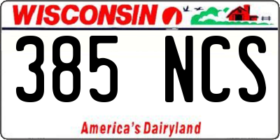WI license plate 385NCS