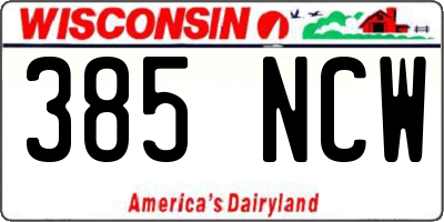 WI license plate 385NCW