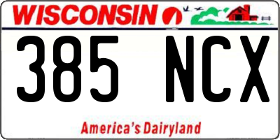 WI license plate 385NCX