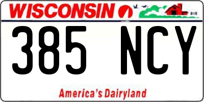 WI license plate 385NCY