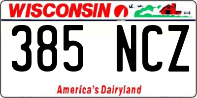 WI license plate 385NCZ