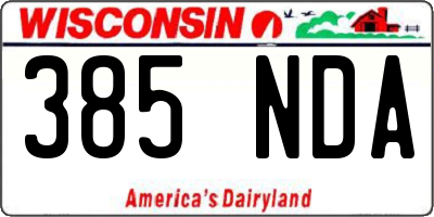 WI license plate 385NDA