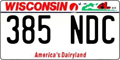 WI license plate 385NDC