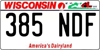 WI license plate 385NDF