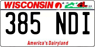 WI license plate 385NDI