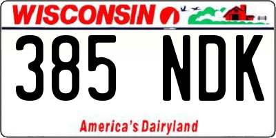WI license plate 385NDK
