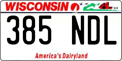 WI license plate 385NDL