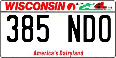 WI license plate 385NDO