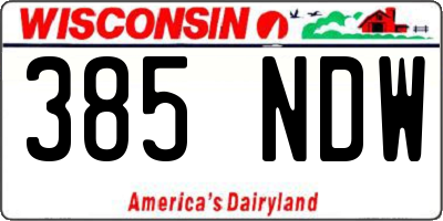 WI license plate 385NDW