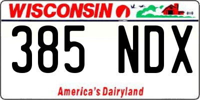 WI license plate 385NDX