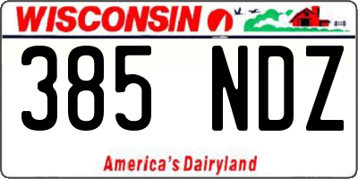 WI license plate 385NDZ