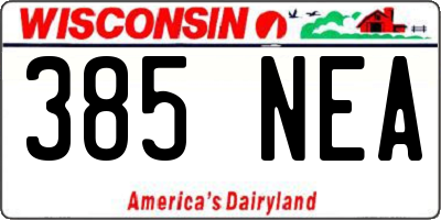 WI license plate 385NEA