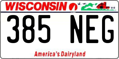 WI license plate 385NEG