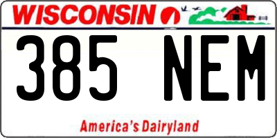 WI license plate 385NEM