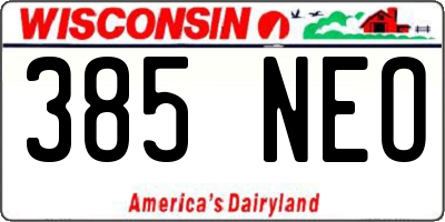 WI license plate 385NEO