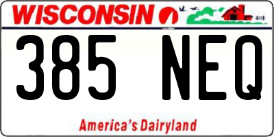 WI license plate 385NEQ