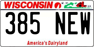 WI license plate 385NEW