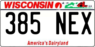 WI license plate 385NEX