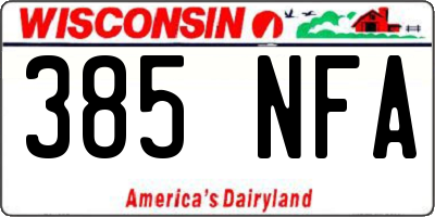 WI license plate 385NFA
