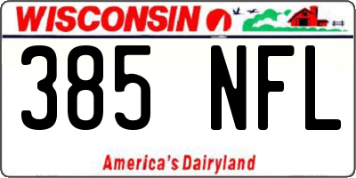 WI license plate 385NFL