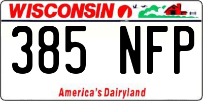 WI license plate 385NFP