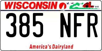 WI license plate 385NFR