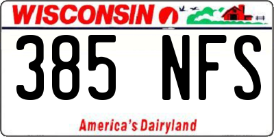 WI license plate 385NFS