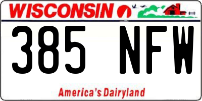 WI license plate 385NFW